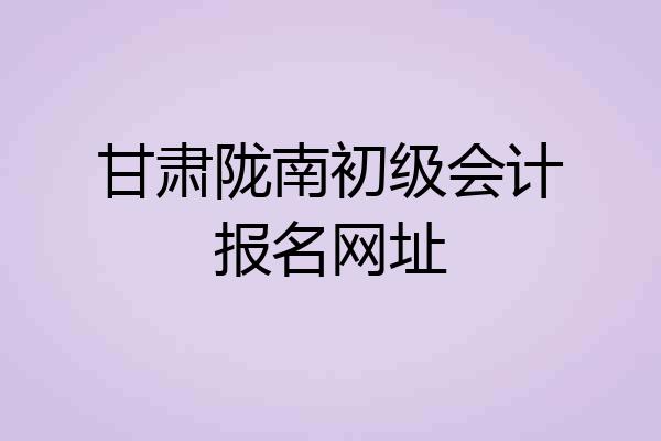 甘肃陇南初级会计报名网址