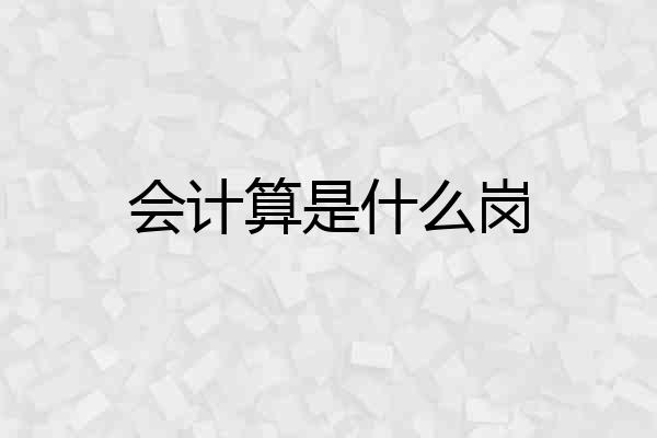 会计算是什么岗