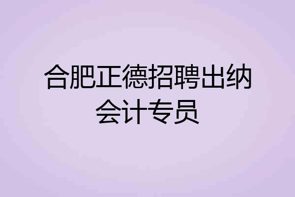 合肥正德招聘出纳会计专员