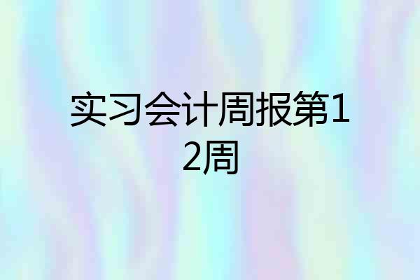 实习会计周报第12周