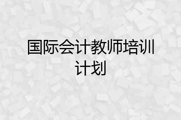 国际会计教师培训计划