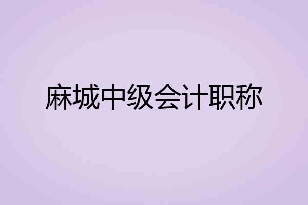 麻城中级会计职称