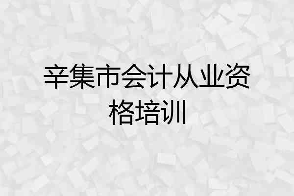 辛集市会计从业资格培训