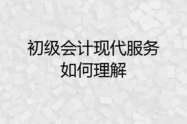 初级会计现代服务如何理解
