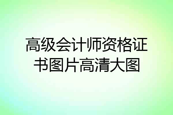 高级会计师资格证书图片高清大图