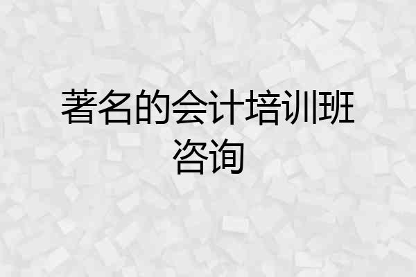 著名的会计培训班咨询