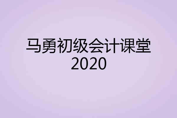 马勇初级会计课堂2020