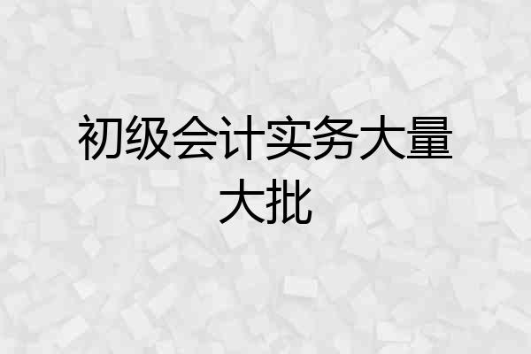 初级会计实务大量大批