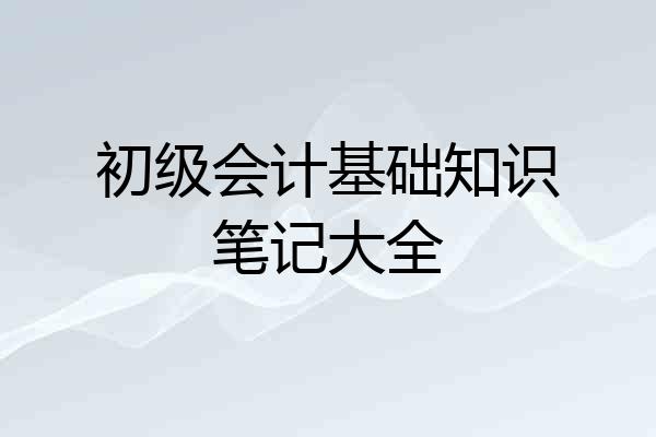 初级会计基础知识笔记大全