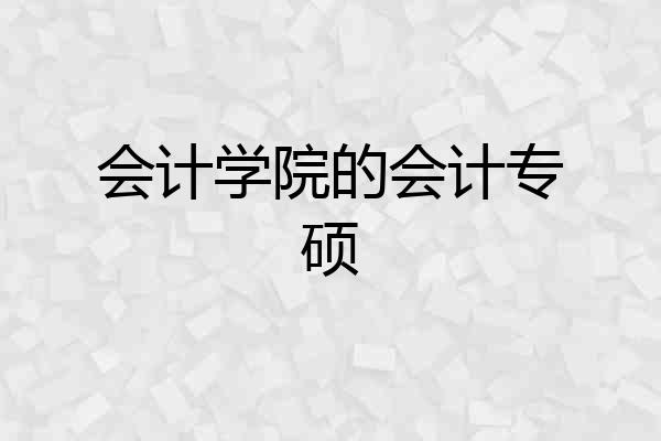会计学院的会计专硕