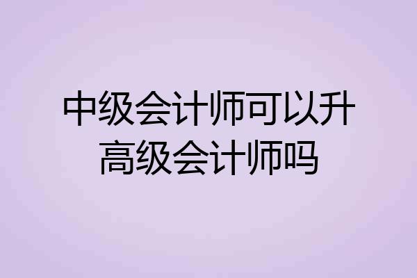中级会计师可以升高级会计师吗
