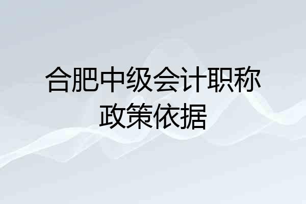 合肥中级会计职称政策依据