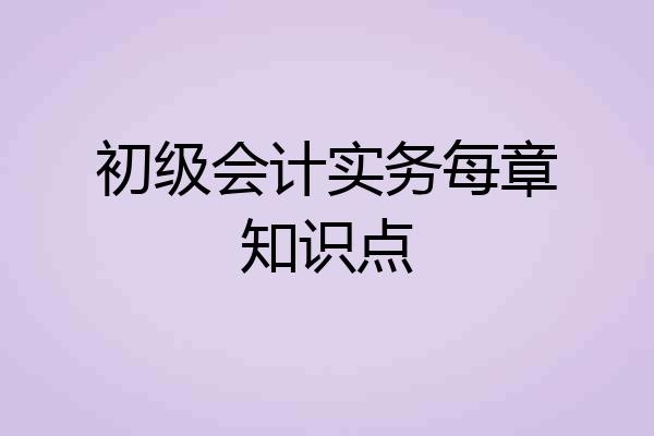 初级会计实务每章知识点