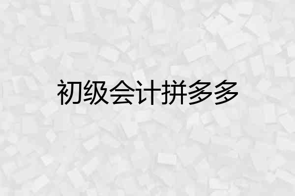 初级会计拼多多