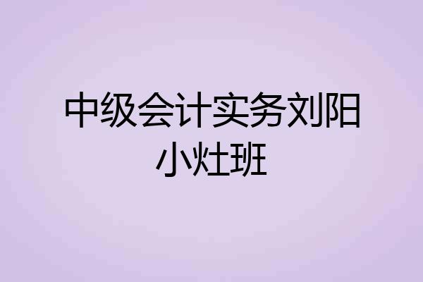 中级会计实务刘阳小灶班
