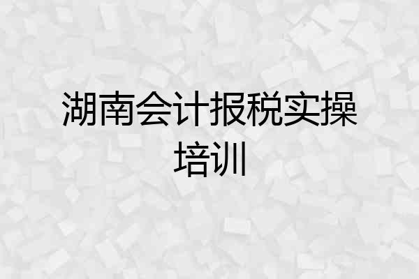 湖南会计报税实操培训