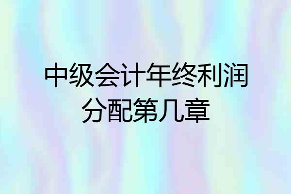 中级会计年终利润分配第几章