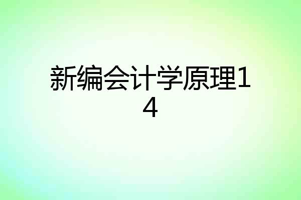 新编会计学原理14