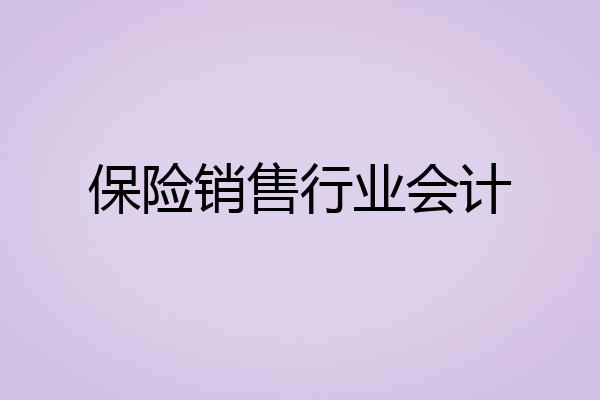 保险销售行业会计