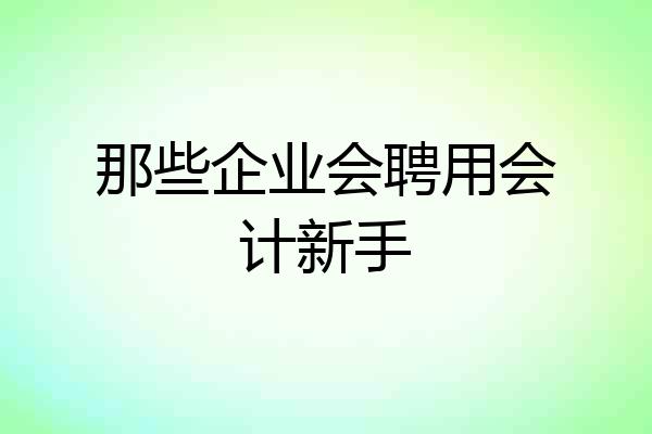那些企业会聘用会计新手