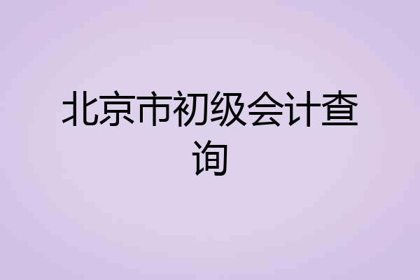 北京市初级会计查询