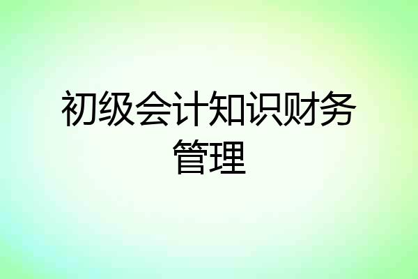 初级会计知识财务管理
