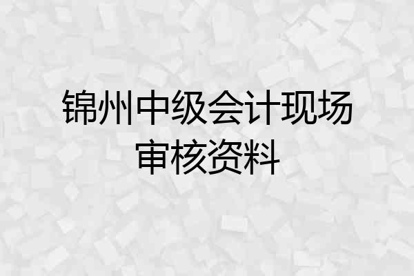 锦州中级会计现场审核资料