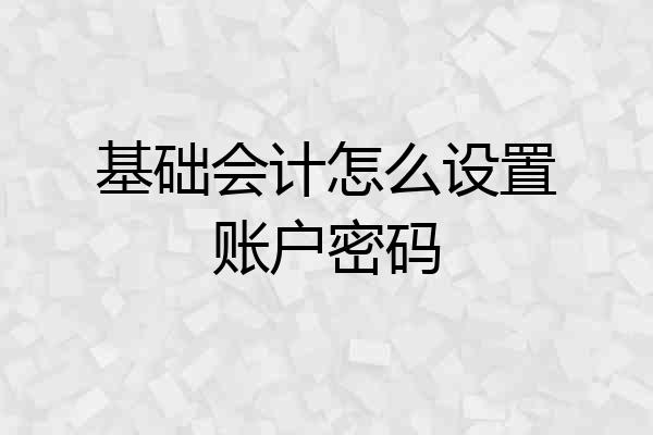 基础会计怎么设置账户密码