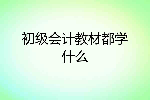 初级会计教材都学什么