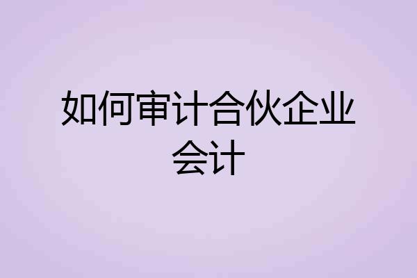如何审计合伙企业会计