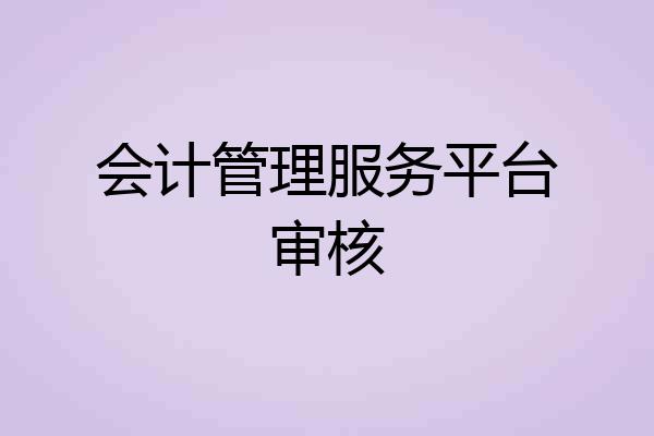 会计管理服务平台审核