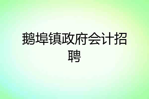 鹅埠镇政府会计招聘