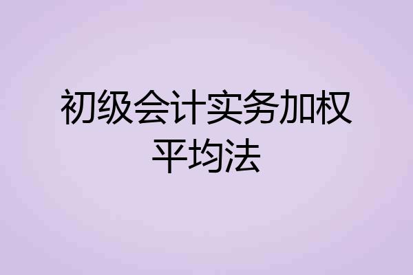初级会计实务加权平均法