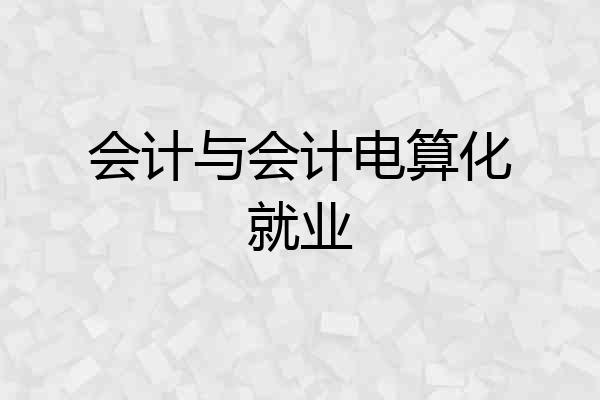会计与会计电算化就业