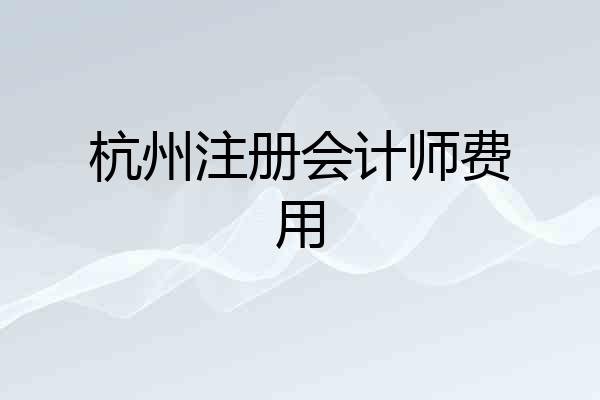 杭州注册会计师费用