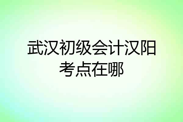 武汉初级会计汉阳考点在哪