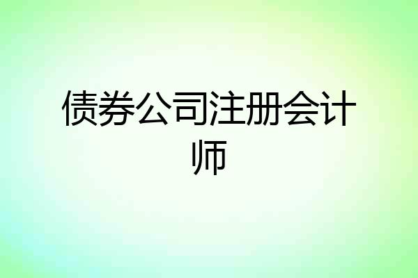 债券公司注册会计师