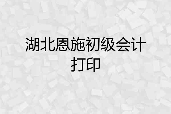 湖北恩施初级会计打印