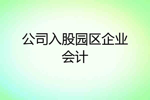 公司入股园区企业会计