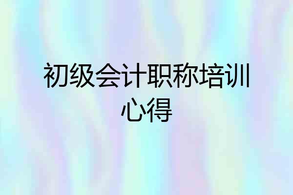 初级会计职称培训心得