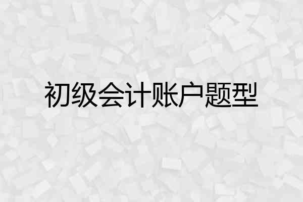 初级会计账户题型