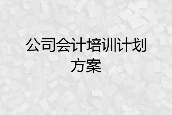 公司会计培训计划方案