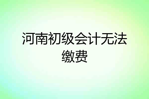 河南初级会计无法缴费