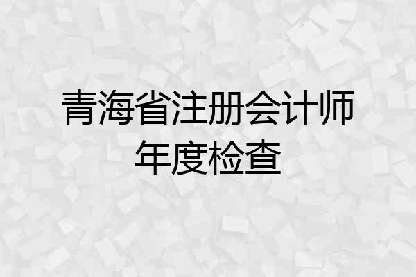 青海省注册会计师年度检查