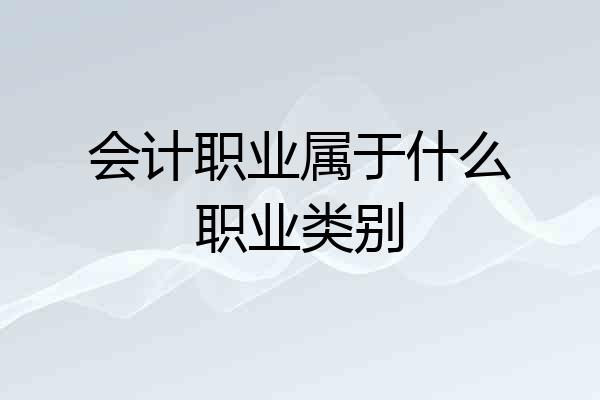 会计职业属于什么职业类别