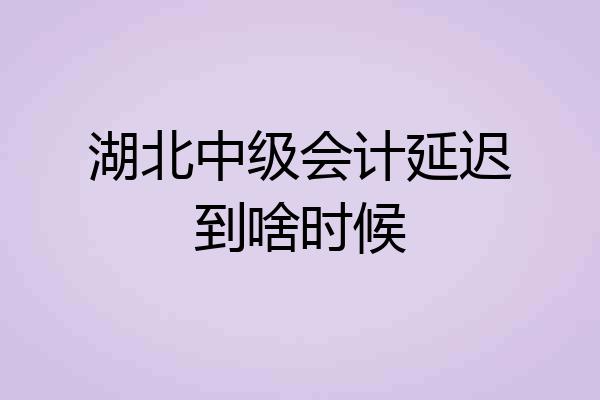 湖北中级会计延迟到啥时候