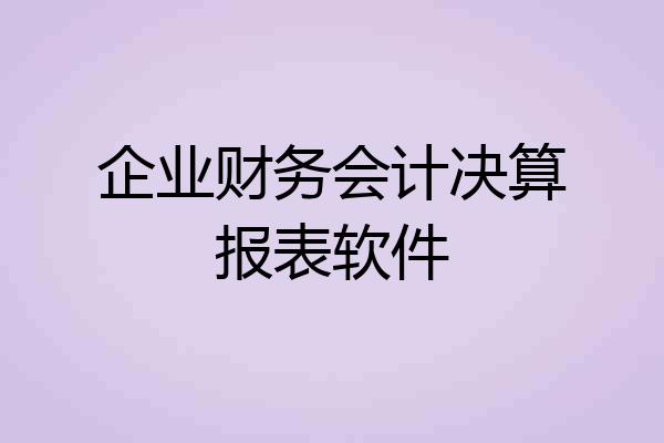 企业财务会计决算报表软件