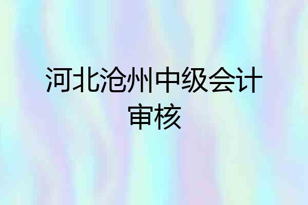 河北沧州中级会计审核