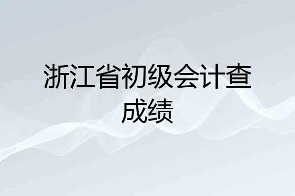 浙江省初级会计查成绩