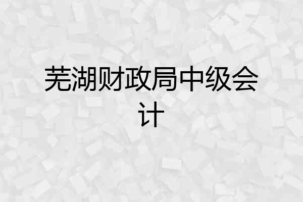 芜湖财政局中级会计